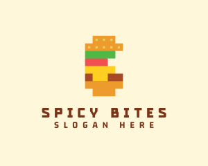 Pixel Burger Food Sandwich  logo design