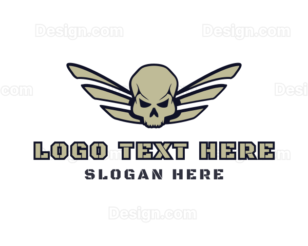 Skull Wing Tattoo Gaming Logo