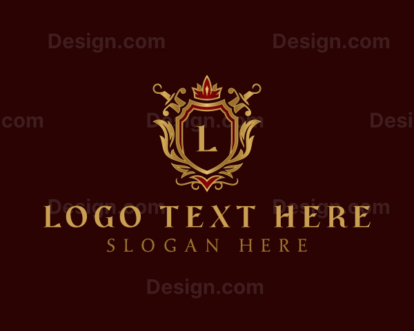 Luxury Knight Sword Shield Logo