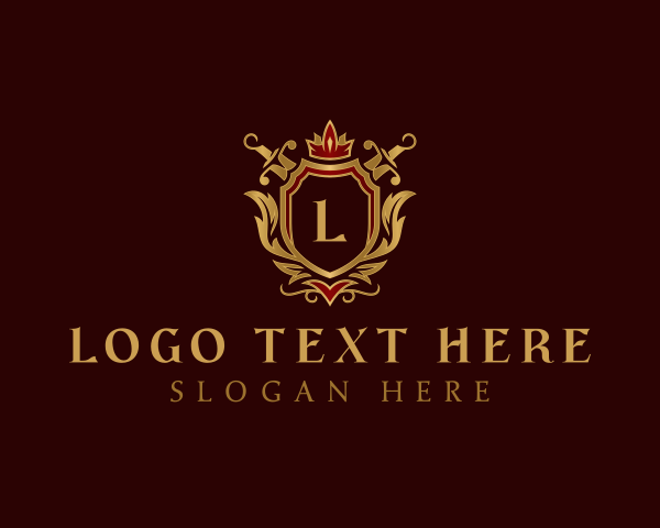 Luxury Knight Sword Shield logo