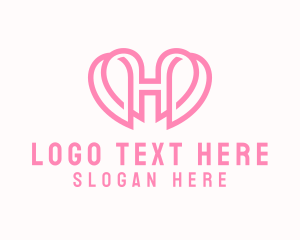 Cute Heart Letter H logo