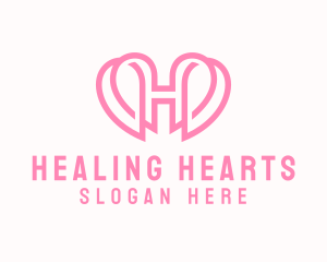 Cute Heart Letter H logo design