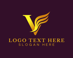 Elegant Feather Wing Letter V logo