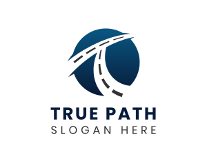 Road Path Letter T logo design