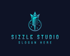 Studio Microphone Crown logo design