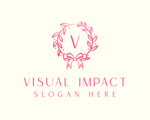 Beauty Wreath Ribbon logo design