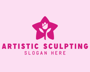 Tulip Flower Star logo design