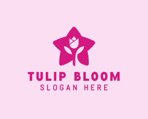 Tulip Flower Star logo design