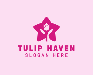 Tulip Flower Star logo design