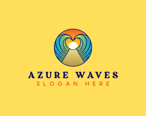 Heart Beach Wave Vacation logo design