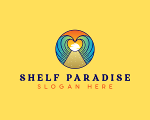 Heart Beach Wave Vacation logo design