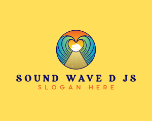 Heart Beach Wave Vacation logo design