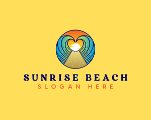 Heart Beach Wave Vacation logo design