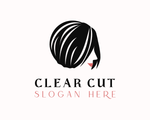 Woman Bob Cut Wig Hairstyle logo design