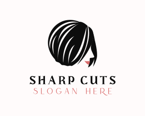 Woman Bob Cut Wig Hairstyle logo design