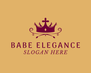 Maroon Elegant Crown logo design