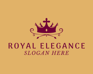 Maroon Elegant Crown logo design