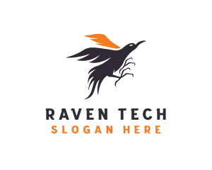 Raven Crow Bird logo design