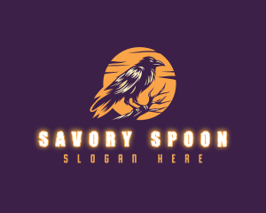 Moonlight Raven Crow logo design