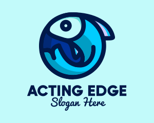 Blue Fish  Circle logo design