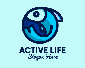 Blue Fish  Circle logo design