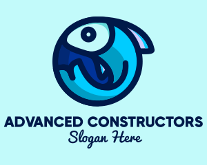 Blue Fish  Circle logo design