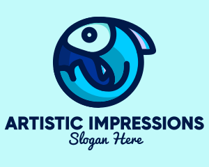 Blue Fish  Circle logo design