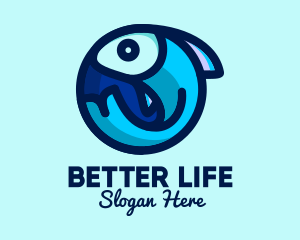 Blue Fish  Circle logo design