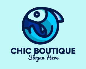 Blue Fish  Circle logo design