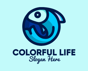 Blue Fish  Circle logo design