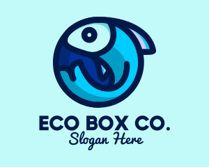 Blue Fish  Circle logo design