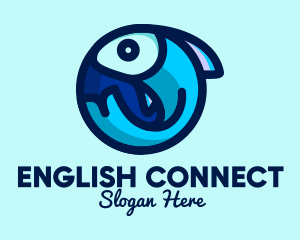 Blue Fish  Circle logo design