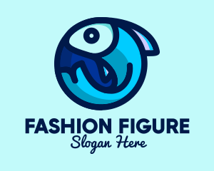 Blue Fish  Circle logo design