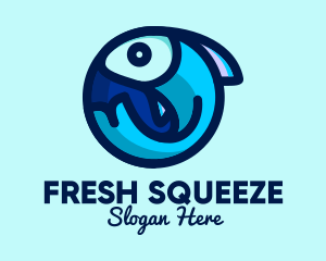 Blue Fish  Circle logo design