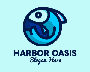 Blue Fish  Circle logo design