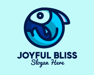 Blue Fish  Circle logo design