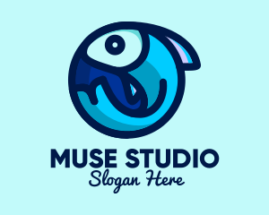 Blue Fish  Circle logo design