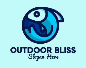 Blue Fish  Circle logo design