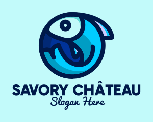 Blue Fish  Circle logo design