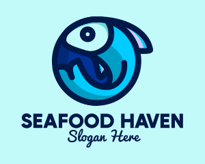 Blue Fish  Circle logo design