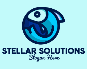 Blue Fish  Circle logo design