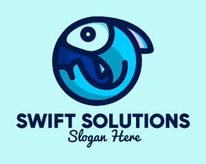 Blue Fish  Circle logo design