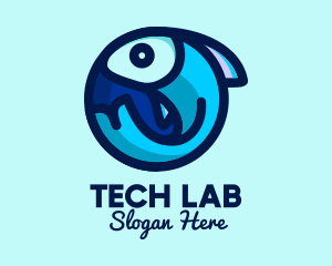 Blue Fish  Circle logo design