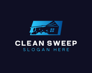 Pressure Washer Spray Clean logo design