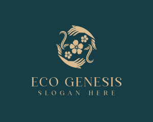 Eco Flower Hands logo design