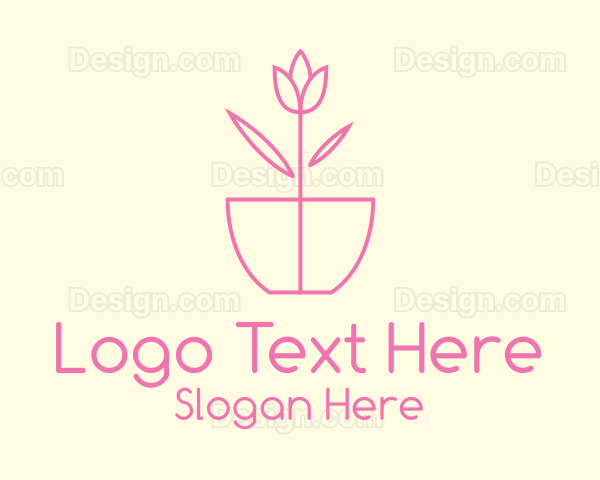 Minimalist Tulip Flower Pot Logo