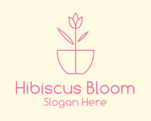 Minimalist Tulip Flower Pot logo design