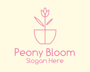 Minimalist Tulip Flower Pot logo design