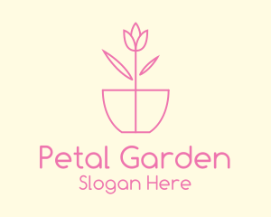 Minimalist Tulip Flower Pot logo design