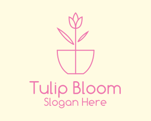 Minimalist Tulip Flower Pot logo design